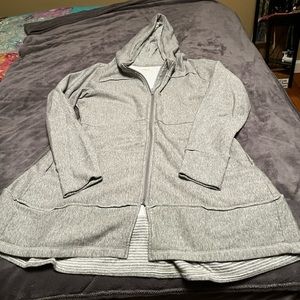 Pink Lotus pleated, flare style hoodie. Gray.